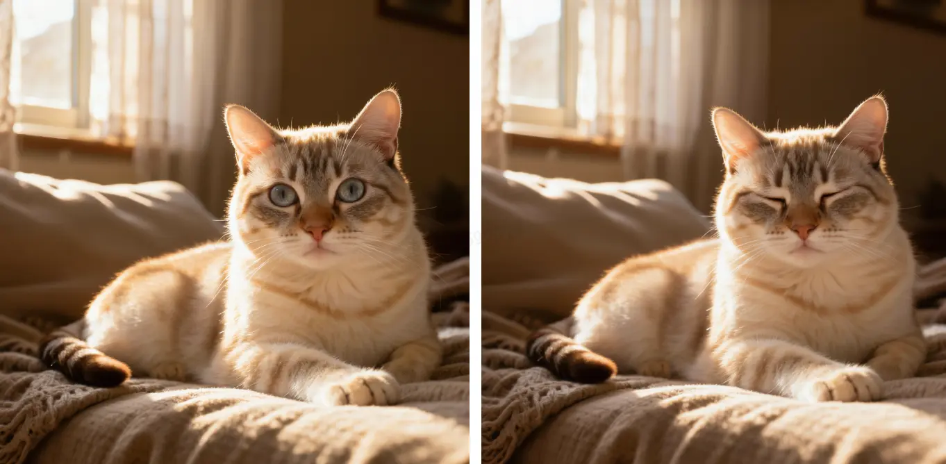 prompt：讓貓閉上眼睛