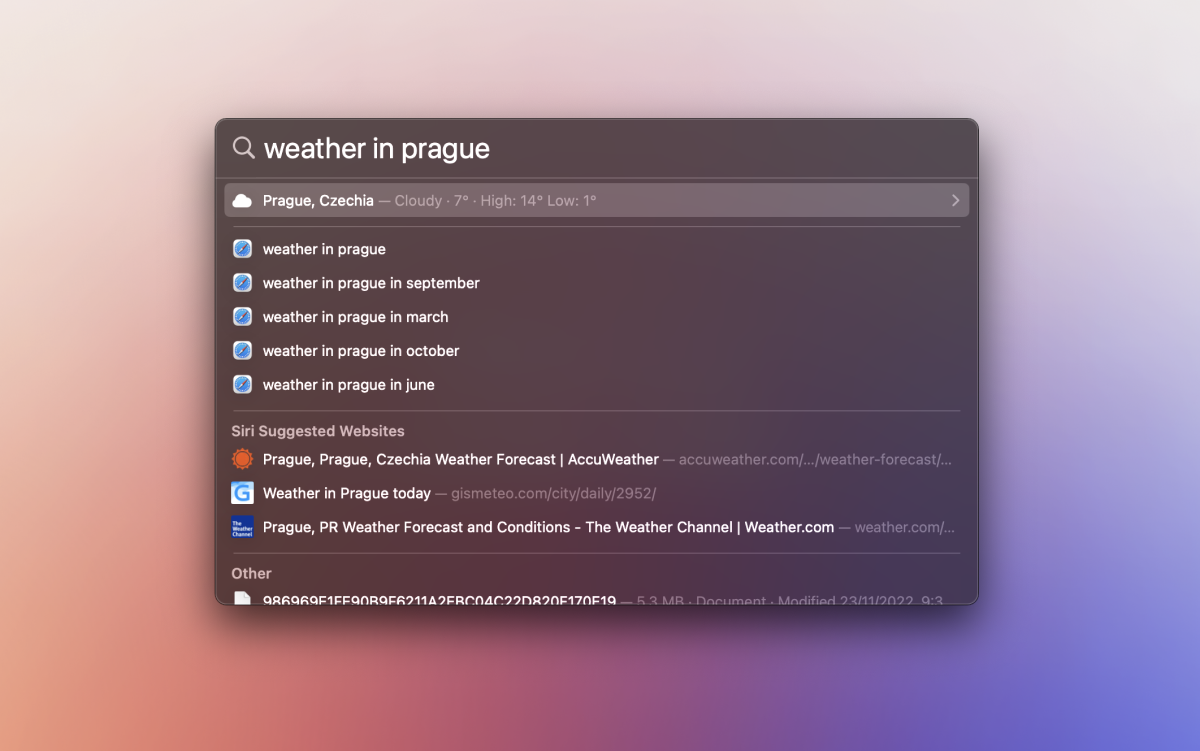 Check the weather feature in Spotlight