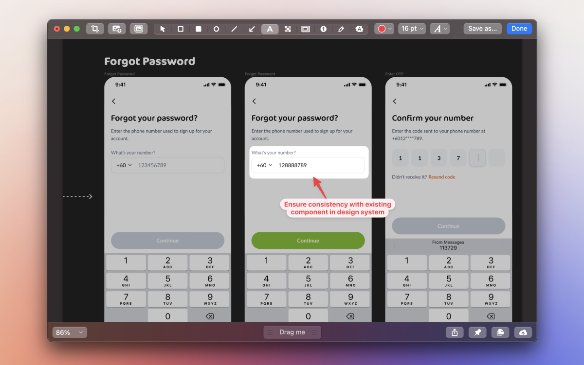 An example of an annotated screenshot