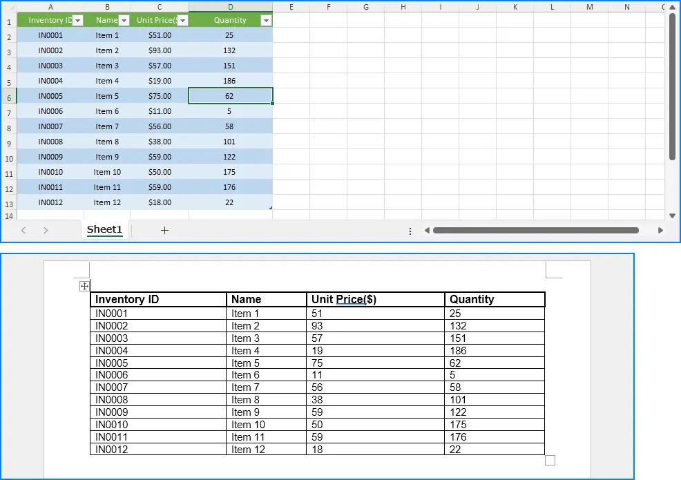Python導入Excel表格到Word