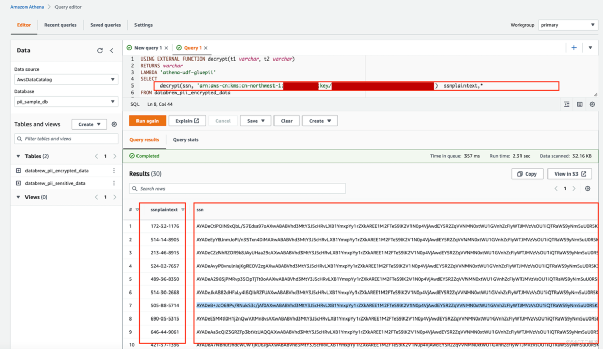 Amazon Athena 數據解密實戰：結合 Lambda 解密 DataBrew 加密 PII 數據指南_Amazon_23