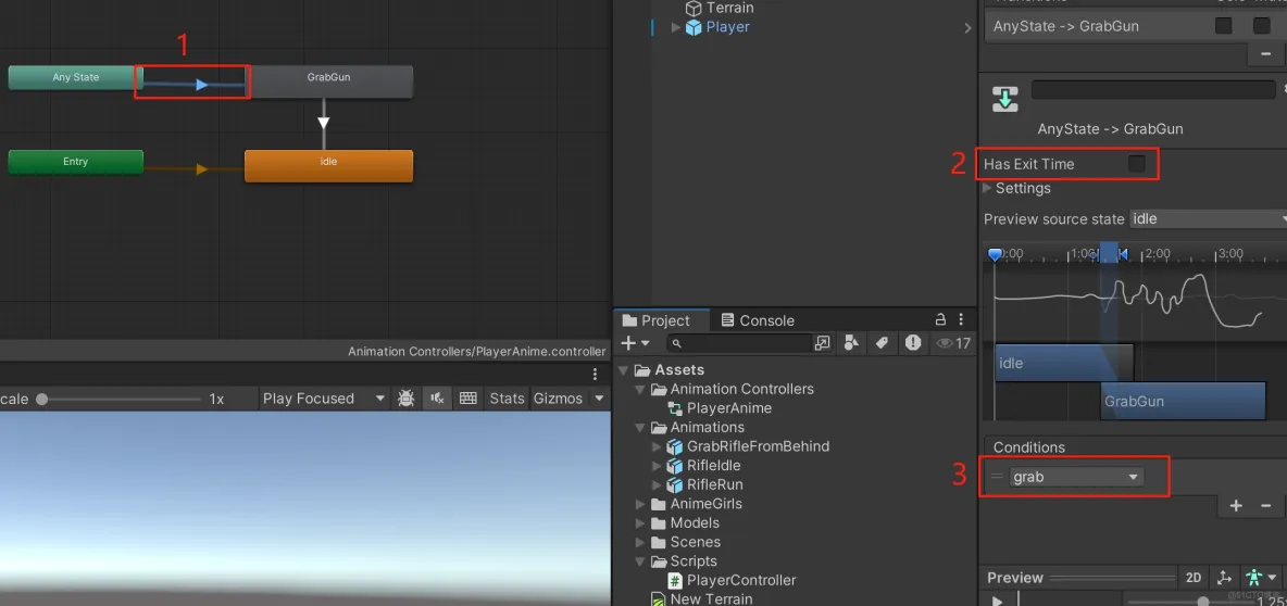 【Unity3D實例-功能-拔槍】角色拔槍（二）分割上身和下身_遊戲_07