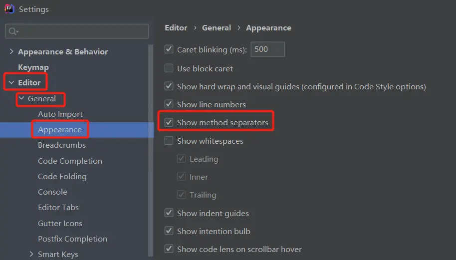 顯示方法之間分隔符