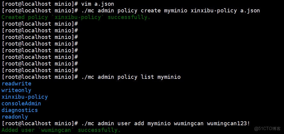 mc在MinIO中創建用户創建policy用户和policy的綁定（minio）_顯示文件_09