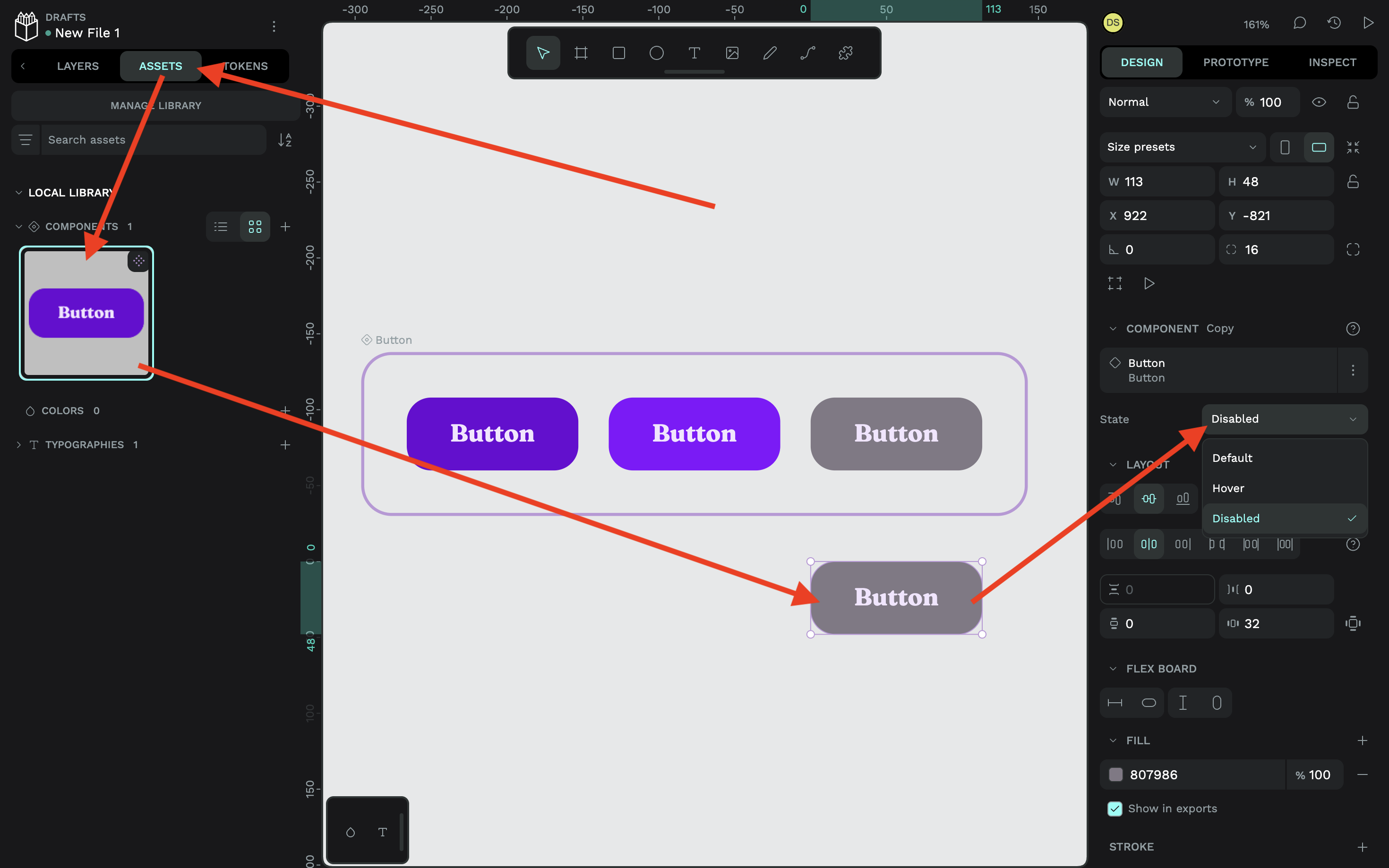 Using component variants in Penpot