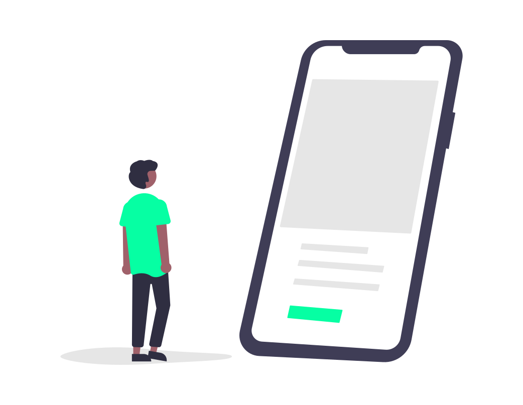 An illustration of a man next to a mobile