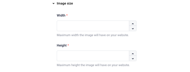 Image size fields inside Storyblok headless CMS