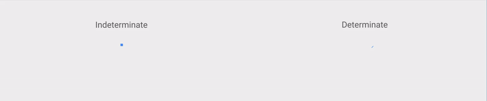 Indeterminate indicators visualize an unspecified wait time, while determinate indicators display how long an operation will take.