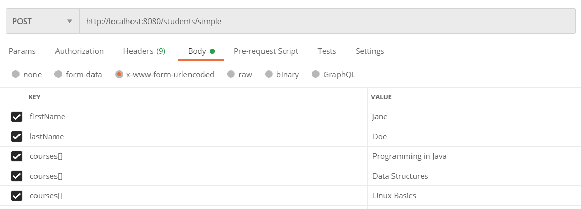 Simple Array with Postman