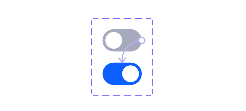Two switch components inside a variant group, the first one is turned off and connected to the second one that is turned on.