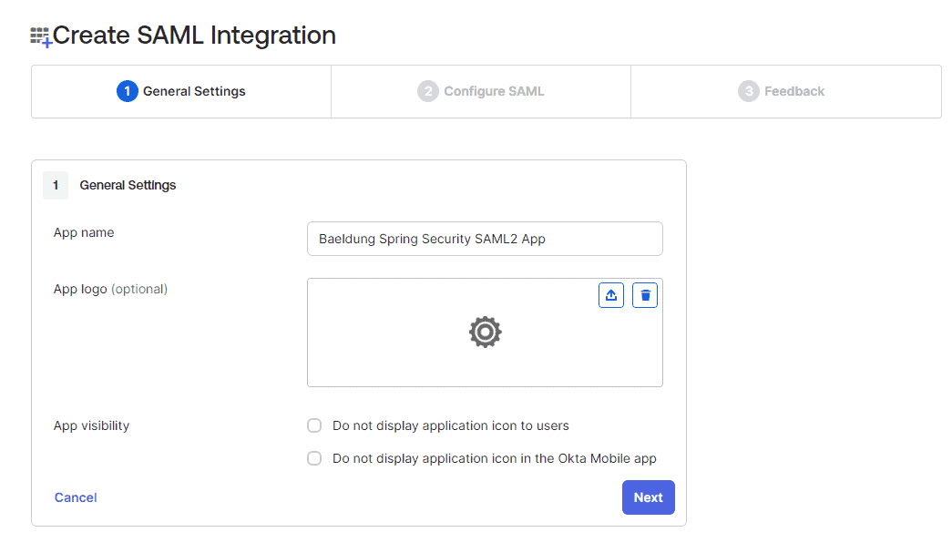 Okta create SAML integration