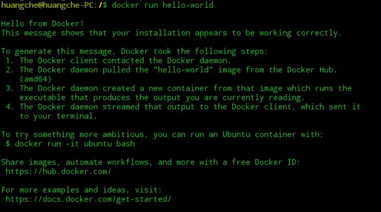 docker run hello-world