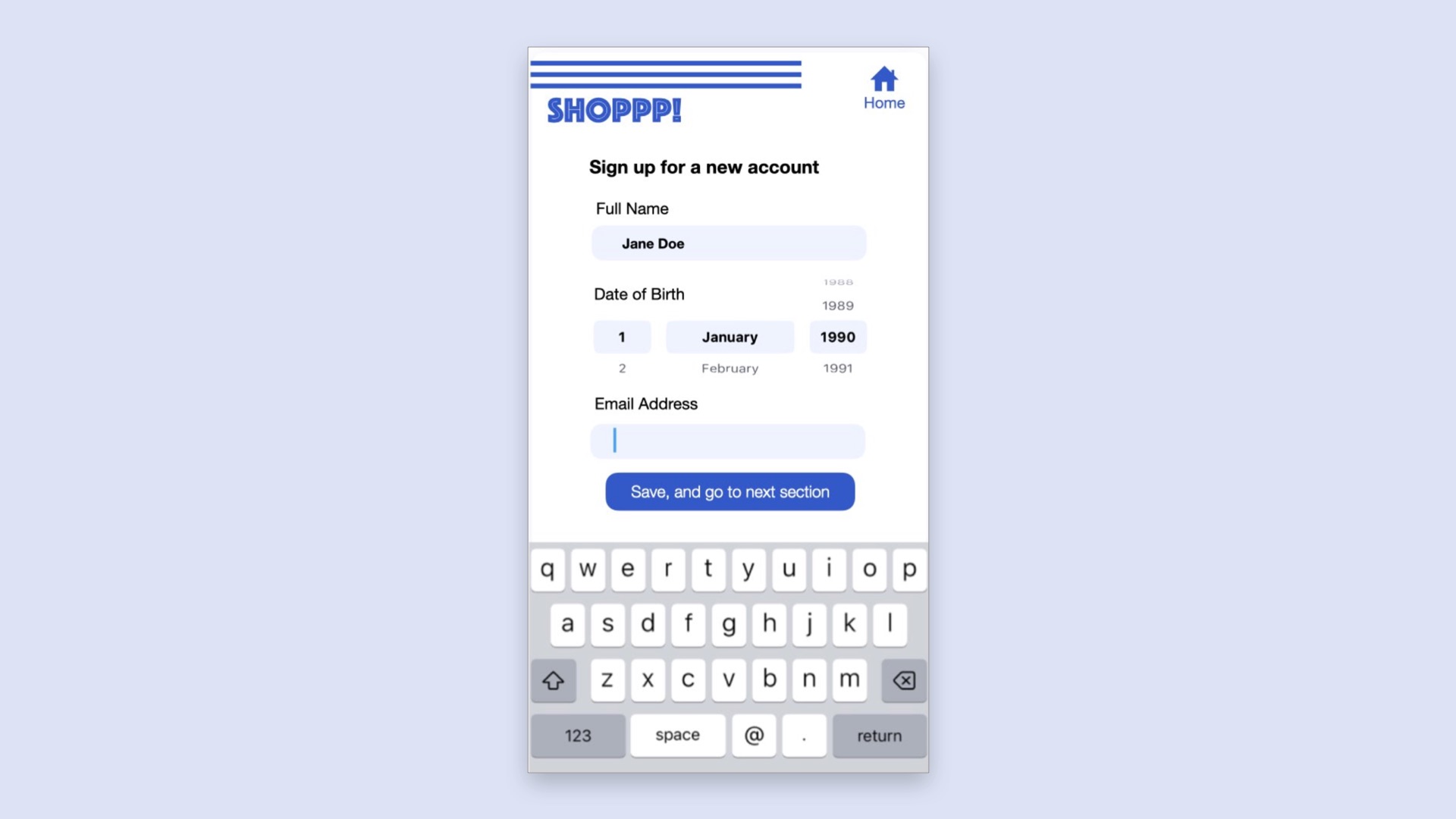 Datepicker following a similar pattern to iOS with scrolling fields instead of a dropdown.