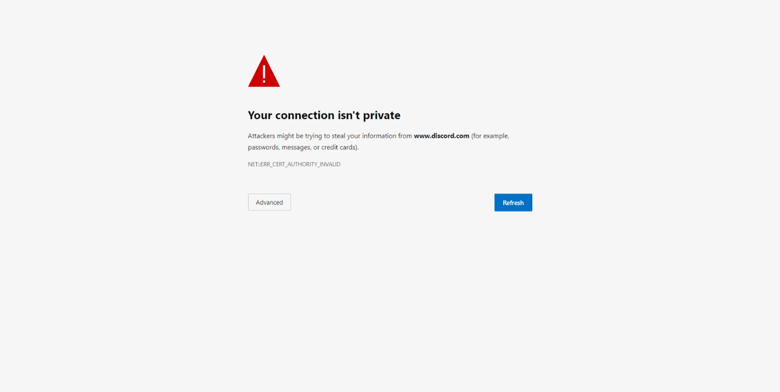 Microsoft Edge error message