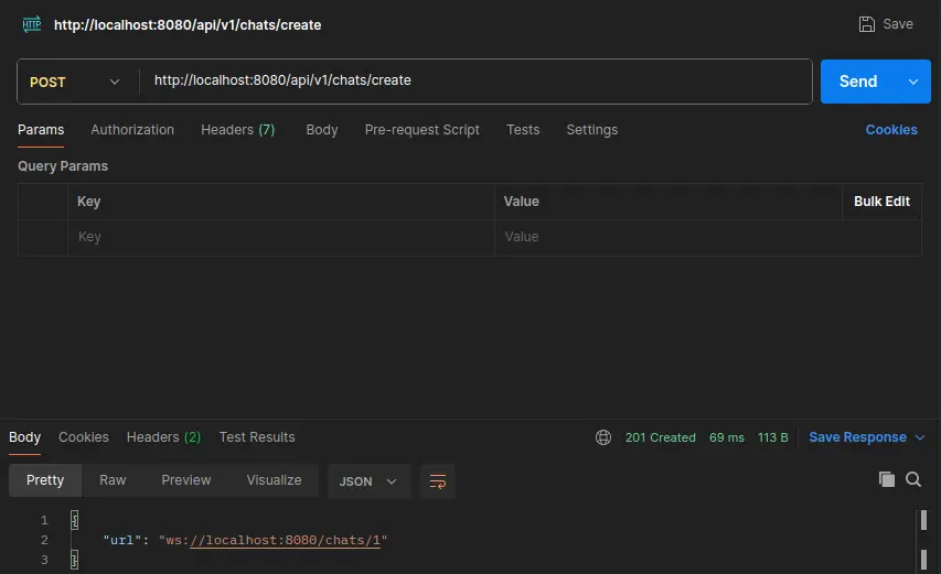圖片：Postman 創建聊天請求的屏幕截圖