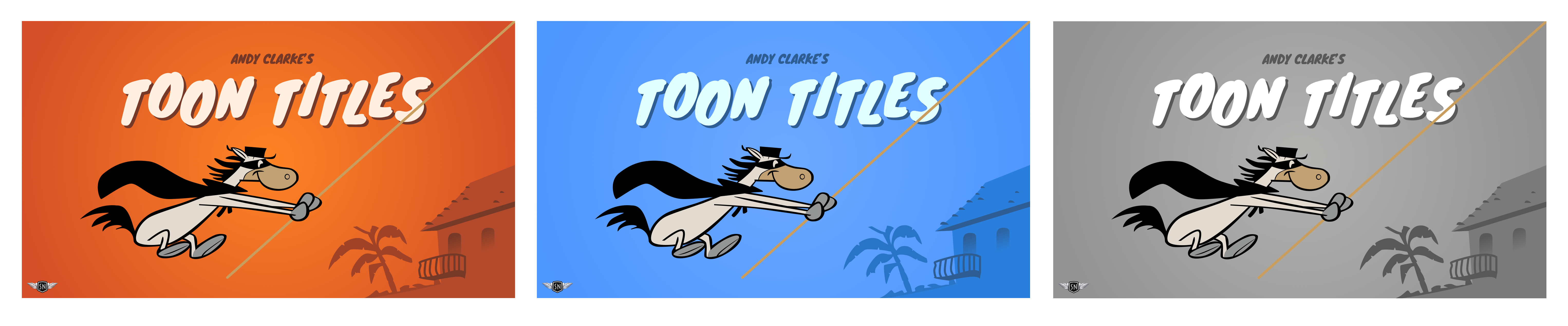Three alternative versions of Quick Draw McGraw’s 1959 Toon Title “El Kabong“