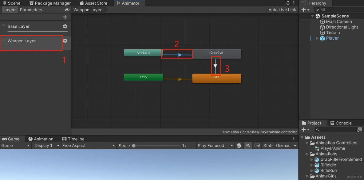 【Unity3D實例-功能-拔槍】角色拔槍（二）分割上身和下身_unity_05