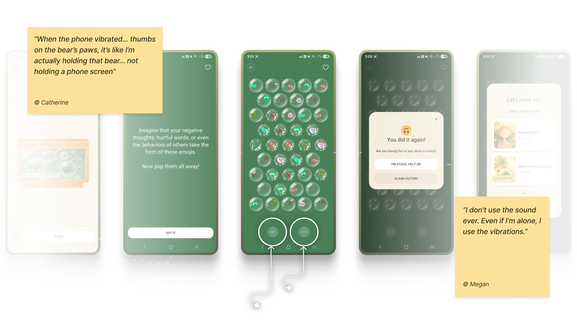 Bear Room’s “bubble-wrap” grounding micro-interaction