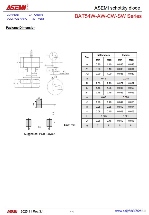 BAT54CW-ASEMI可直接替代安世BAT54CW_ASEMI_03