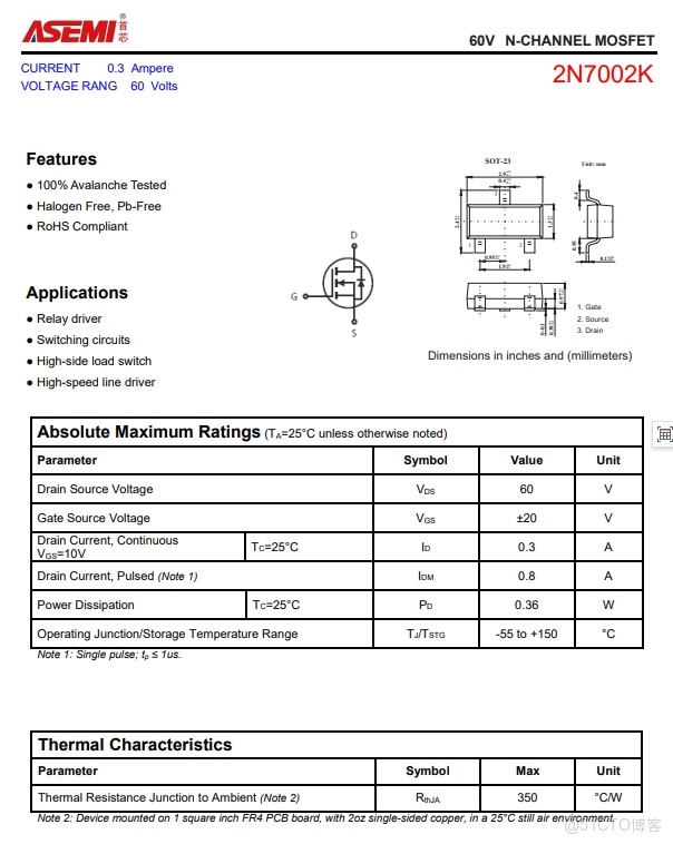 2N7002K-ASEMI智能家居控制專用2N7002K_MOS管_02