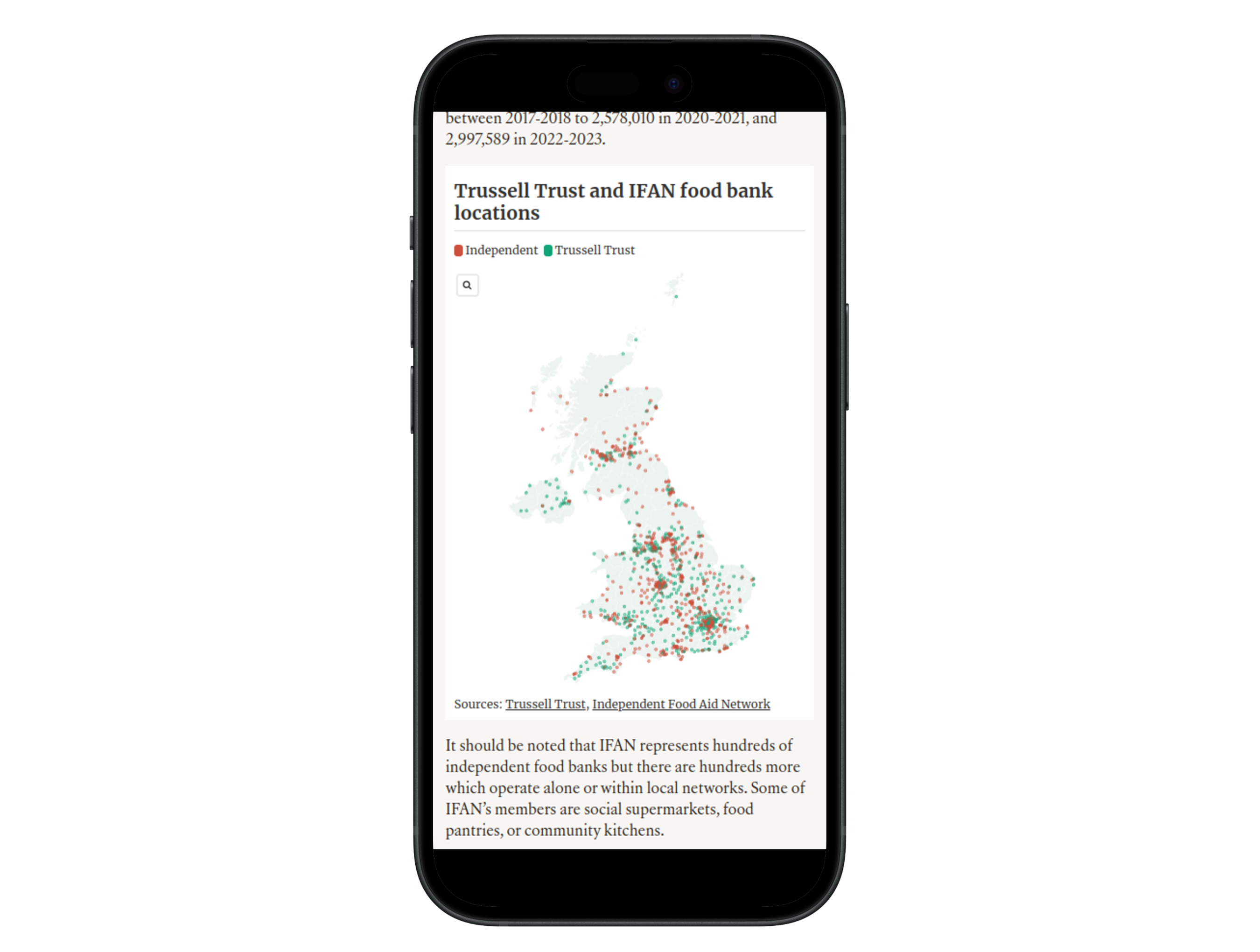 A map with food banks location