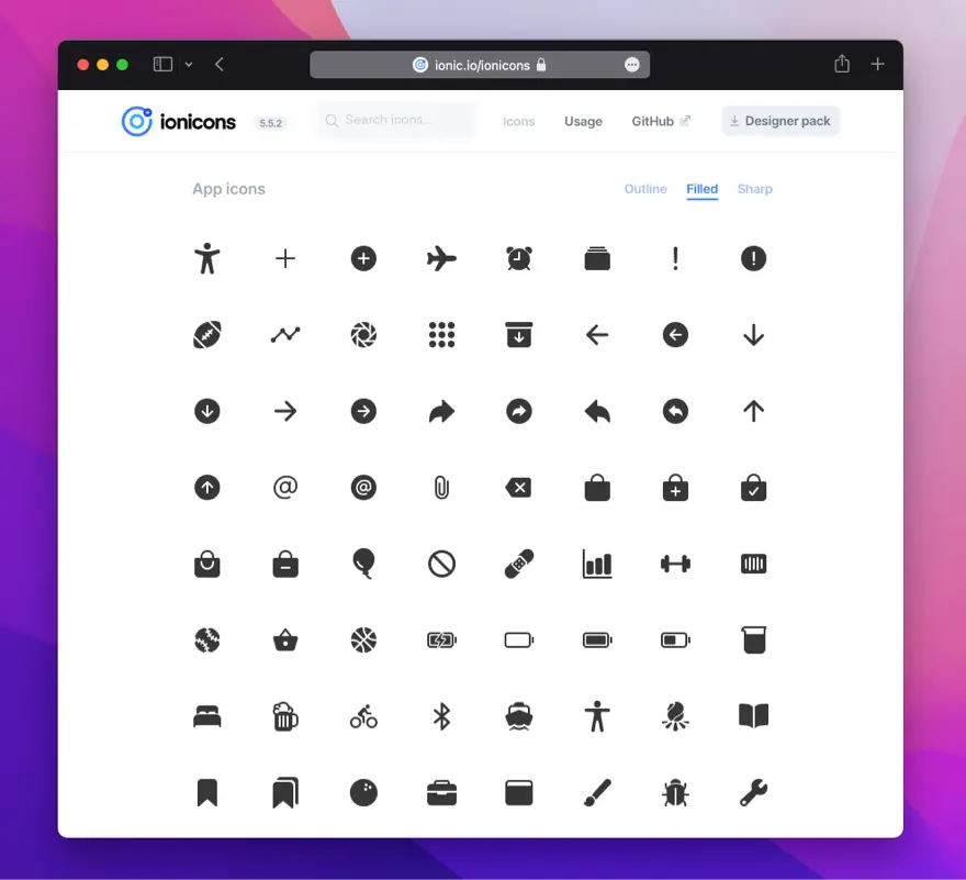 Ionicons 填充風格