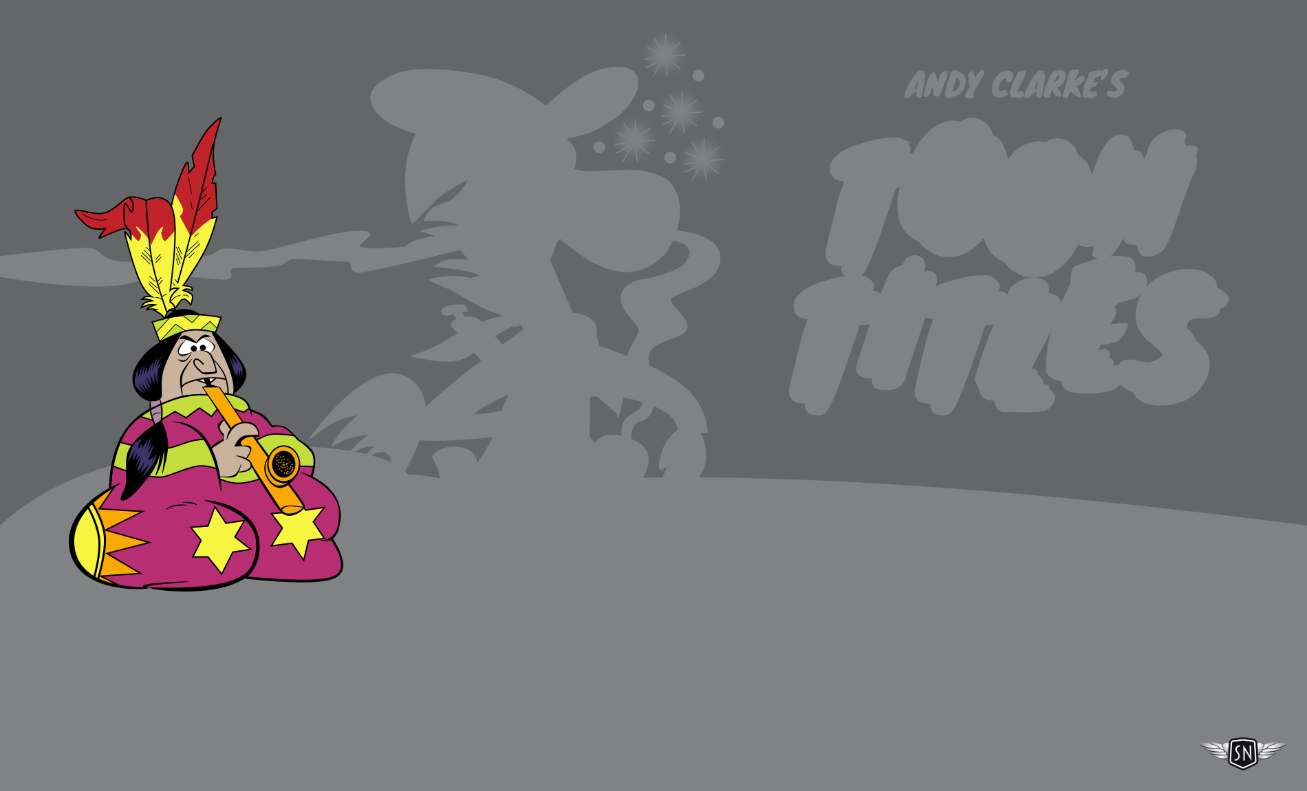 An illustrated Indian chief seated and puffing on a pipe against a silhouetted toon title card.