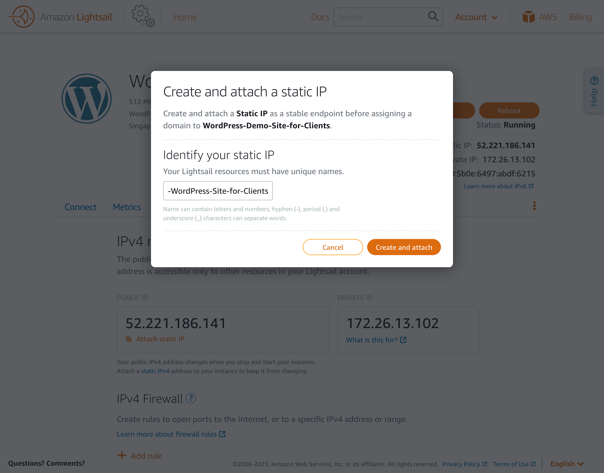 Creating a static IP