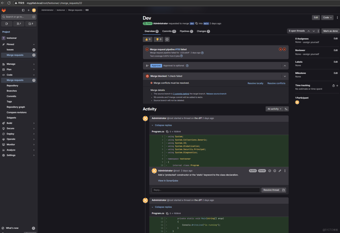 基於GitLab+SonarQube 搭建自動化代碼檢測平台_gitlab sonar_git_37