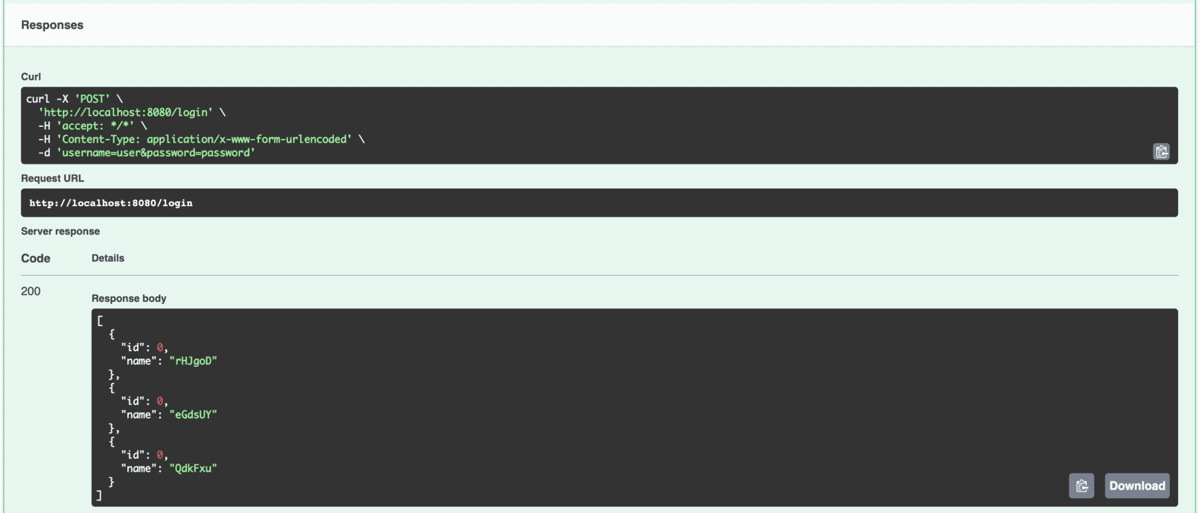 成功的登錄 swagger
