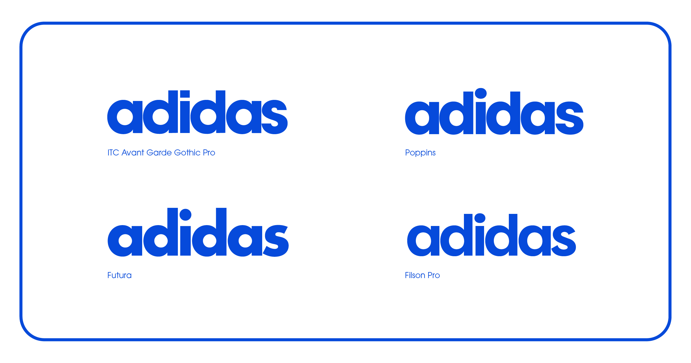 Four variations of the Adidas logo