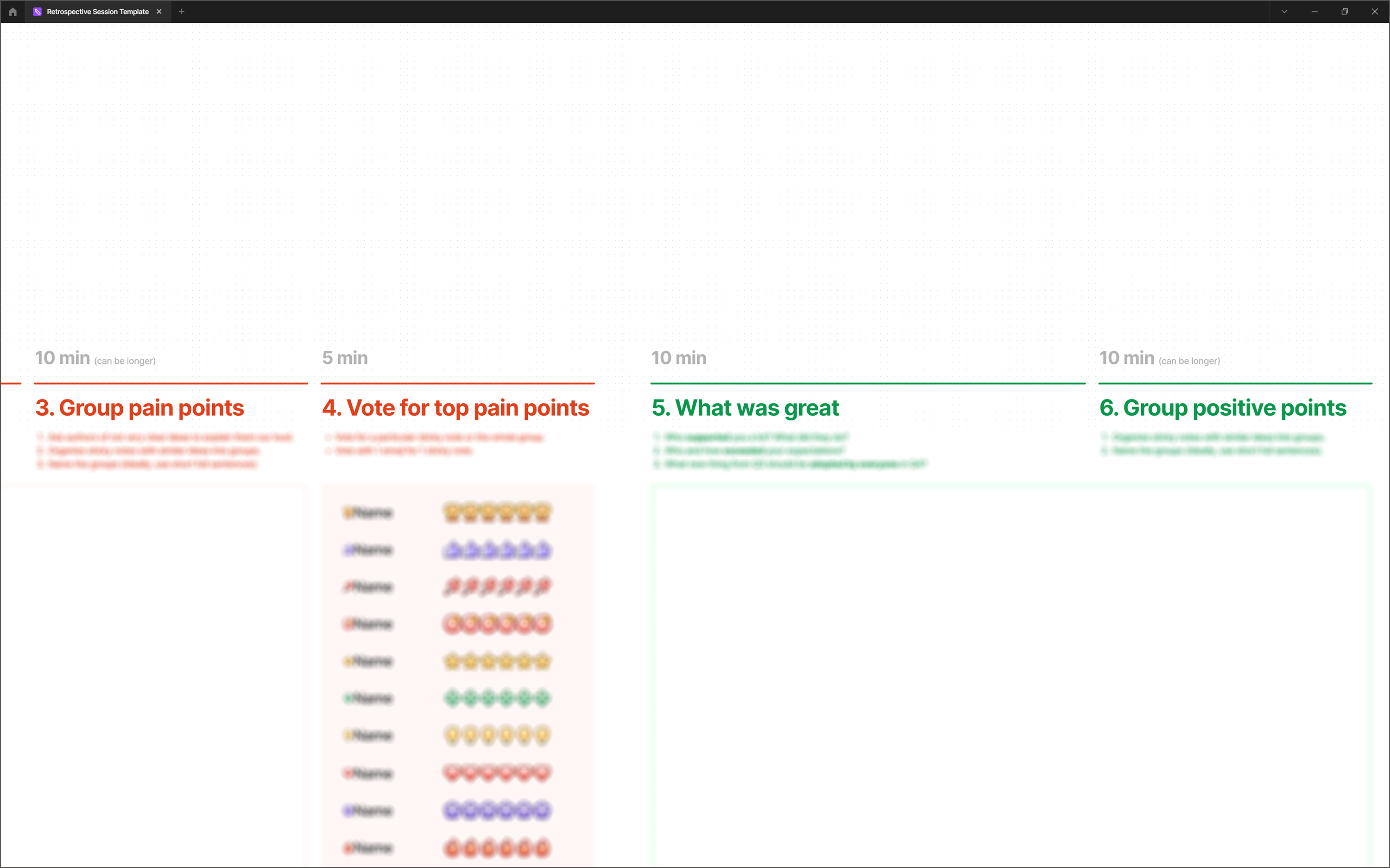 A workshop timeline placed on a canvas