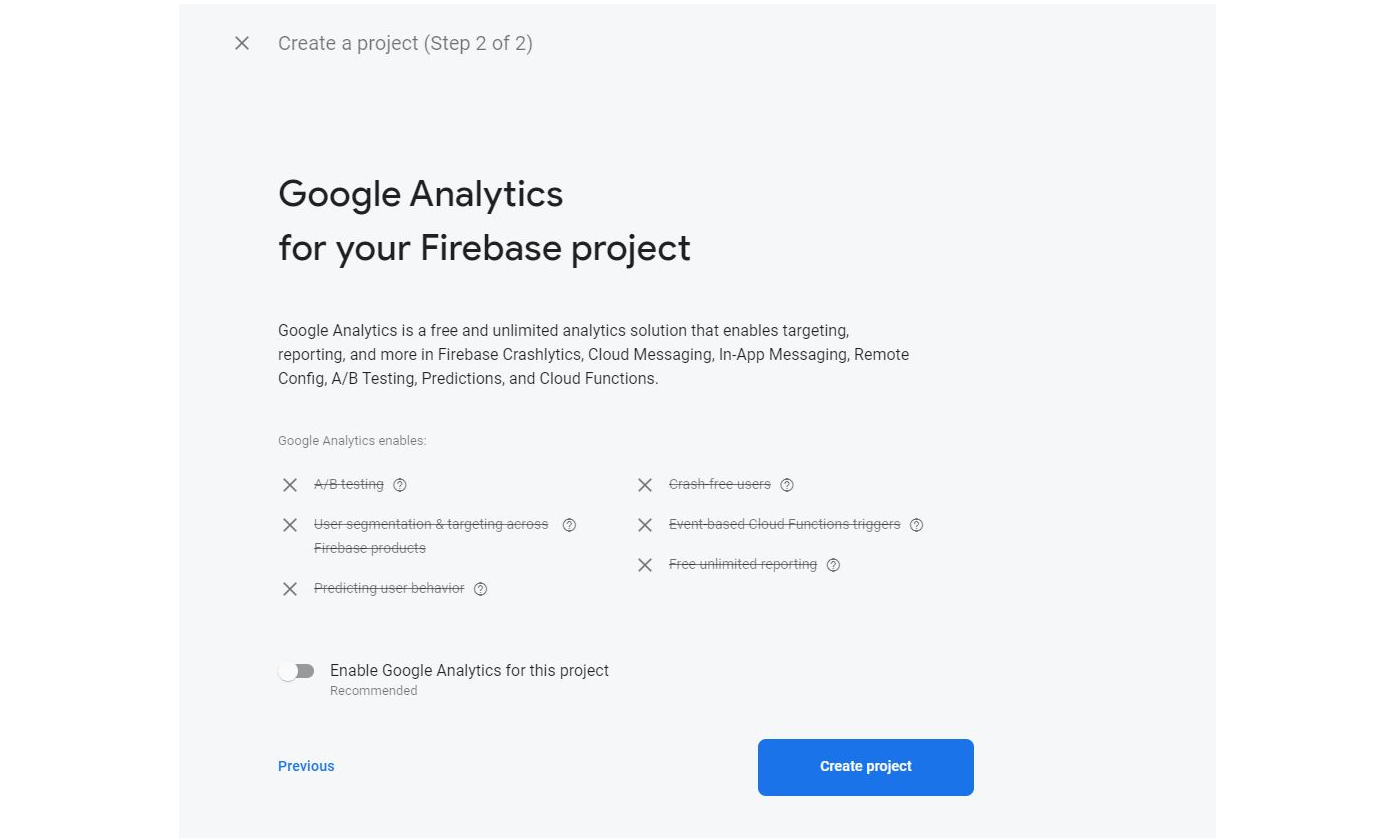 Google Analytics for your Firebase project