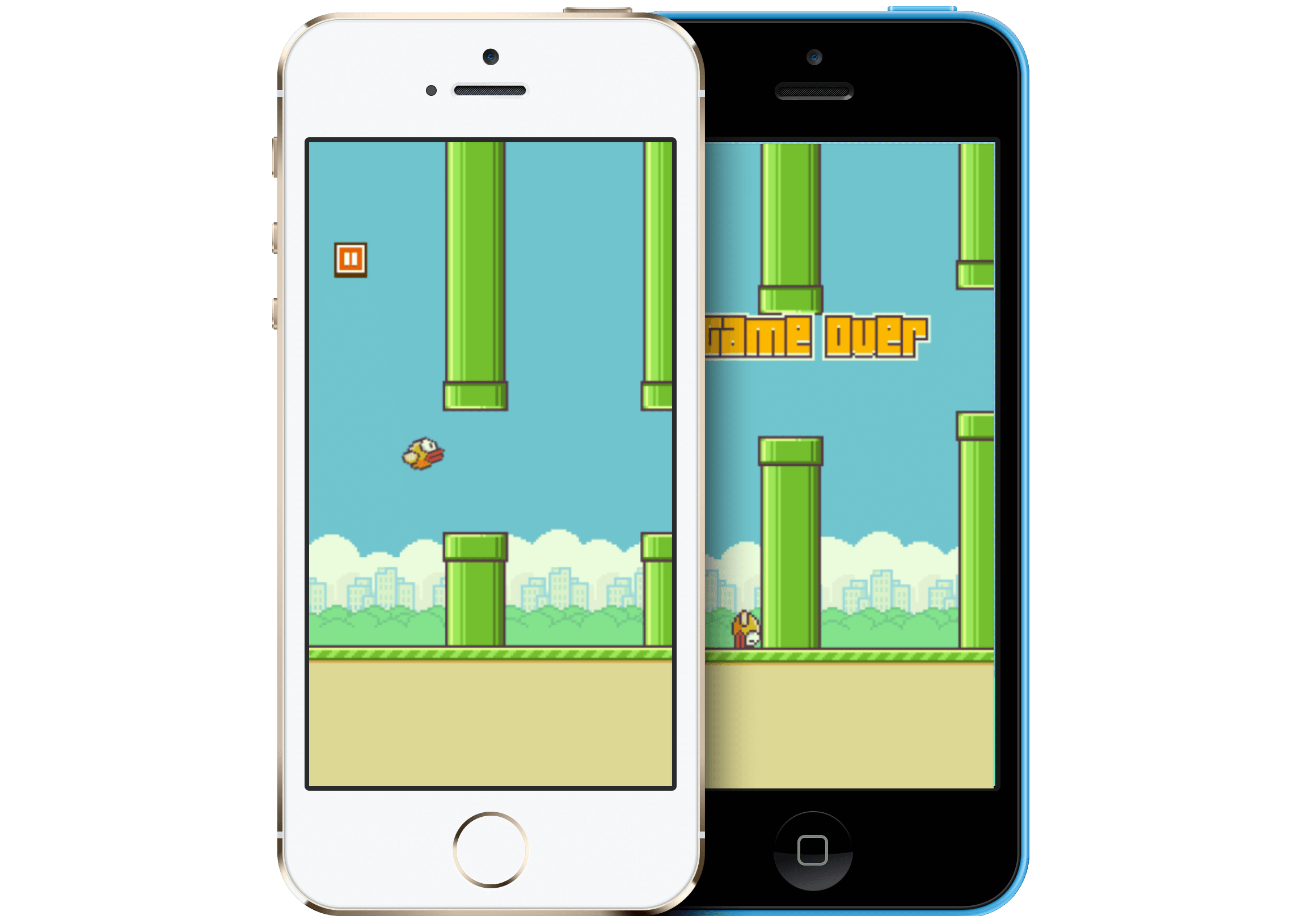 A screenshot from Flappy Birds game