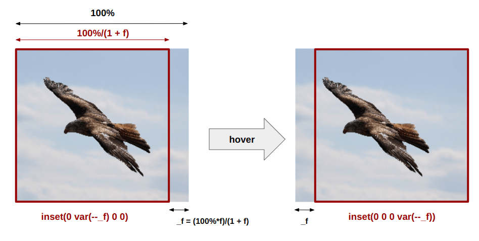 Demonstrating how the clip-path values change when the image is in a hovered state