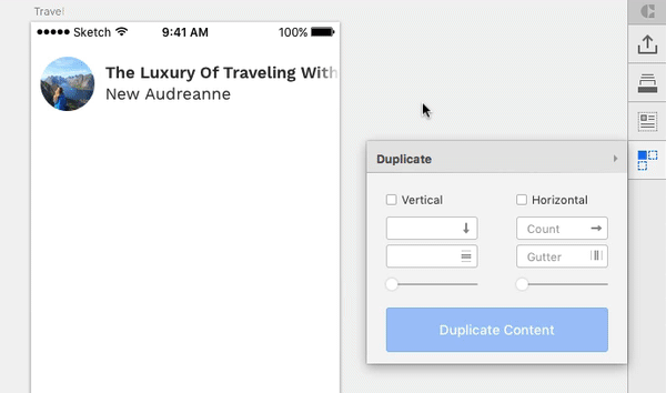 Among other features and options, the Craft plugin for Sketch allows you to duplicate elements and populate them with different content at the same time.