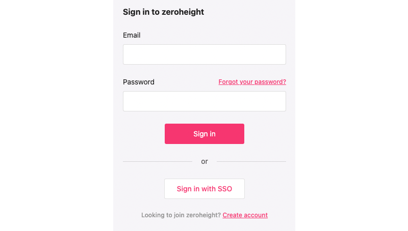 Zeroheight sign-in form