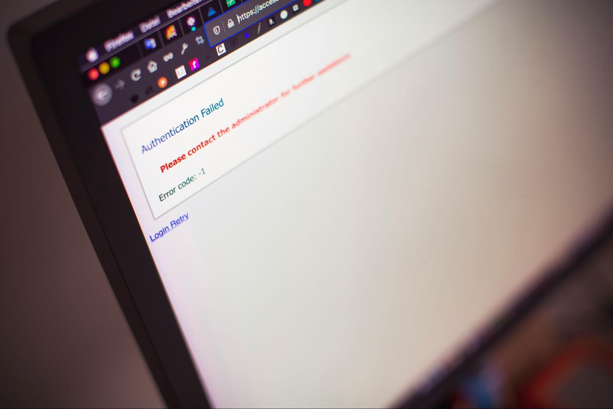 Authentication failed’ error message