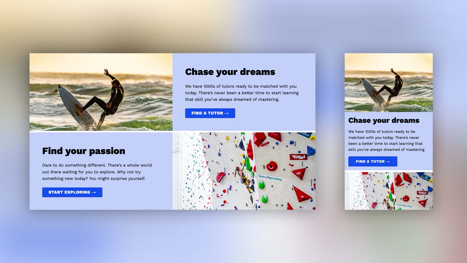 Desktop and mobile designs