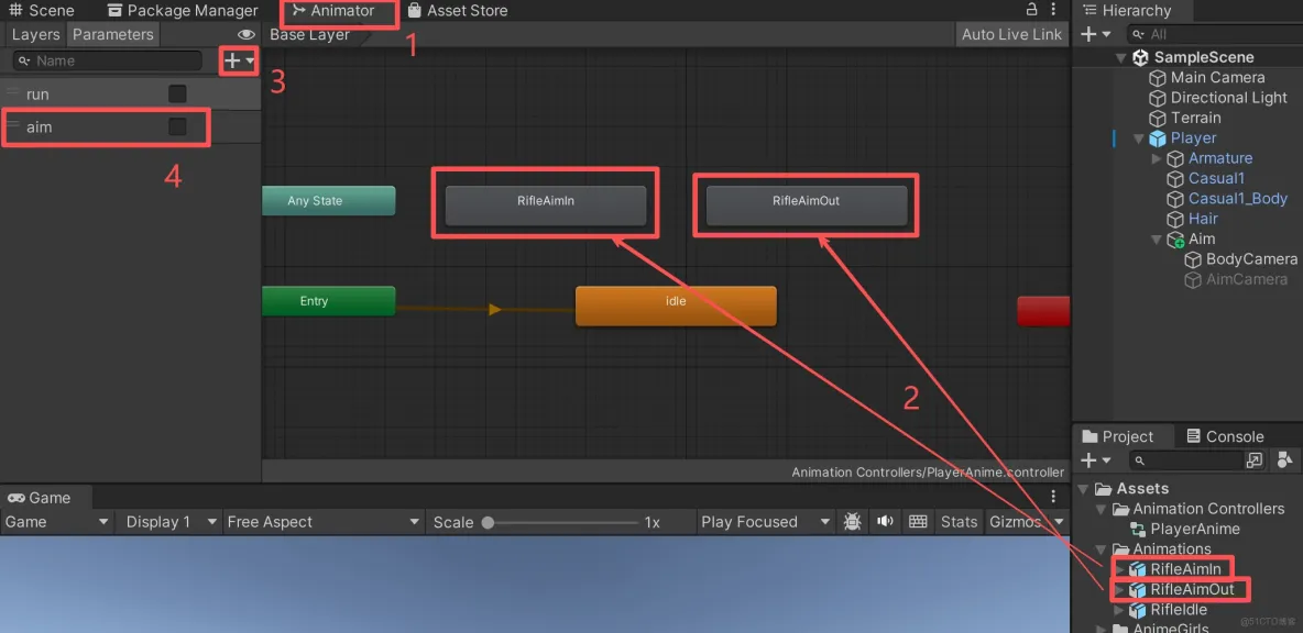 【Unity3D實例-功能-瞄準】舉槍瞄準（一）功能和鏡頭設置_遊戲開發_05