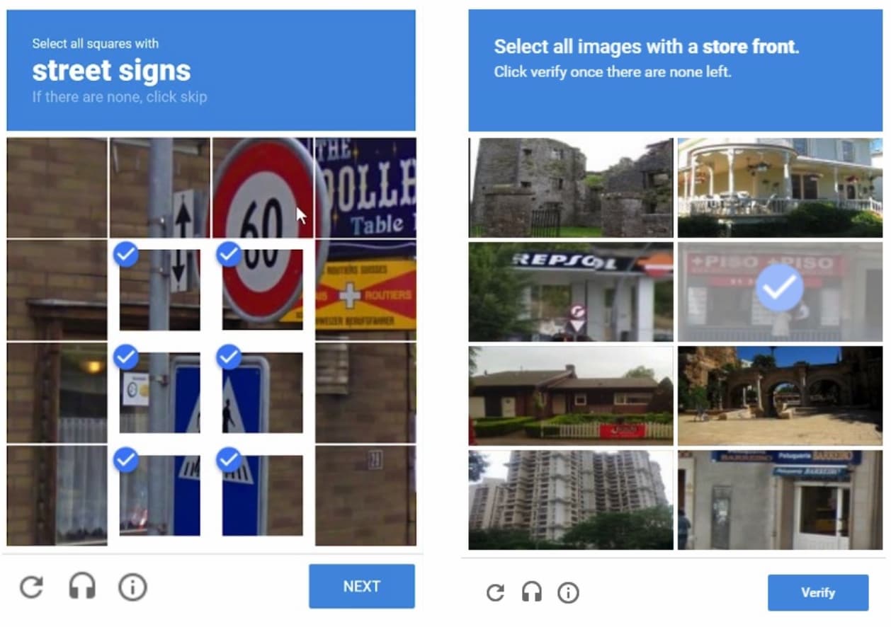 Examples of CAPTCHAs