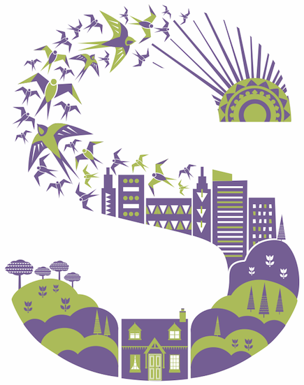 The letter S: A detail of a chapter illustration, designed by Kate McLelland.