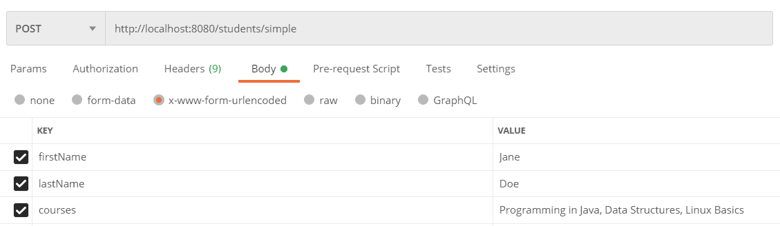 Sending simple array with Postman