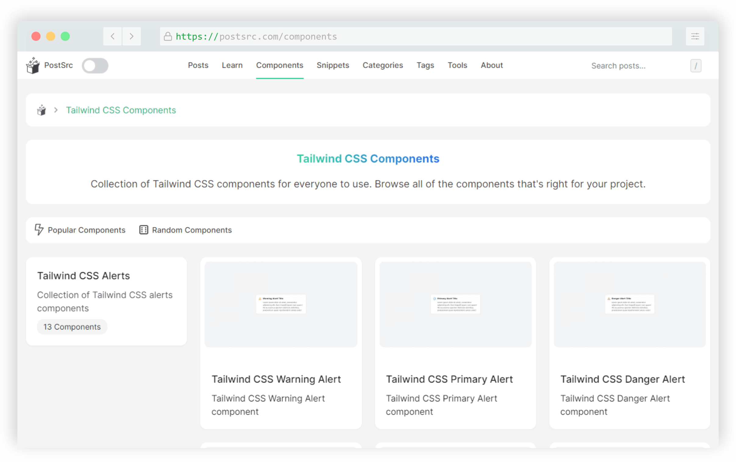 PostSrc Tailwind Components