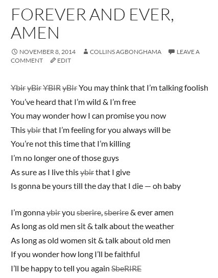 A post with the blacklisted word love encoded in ROT13