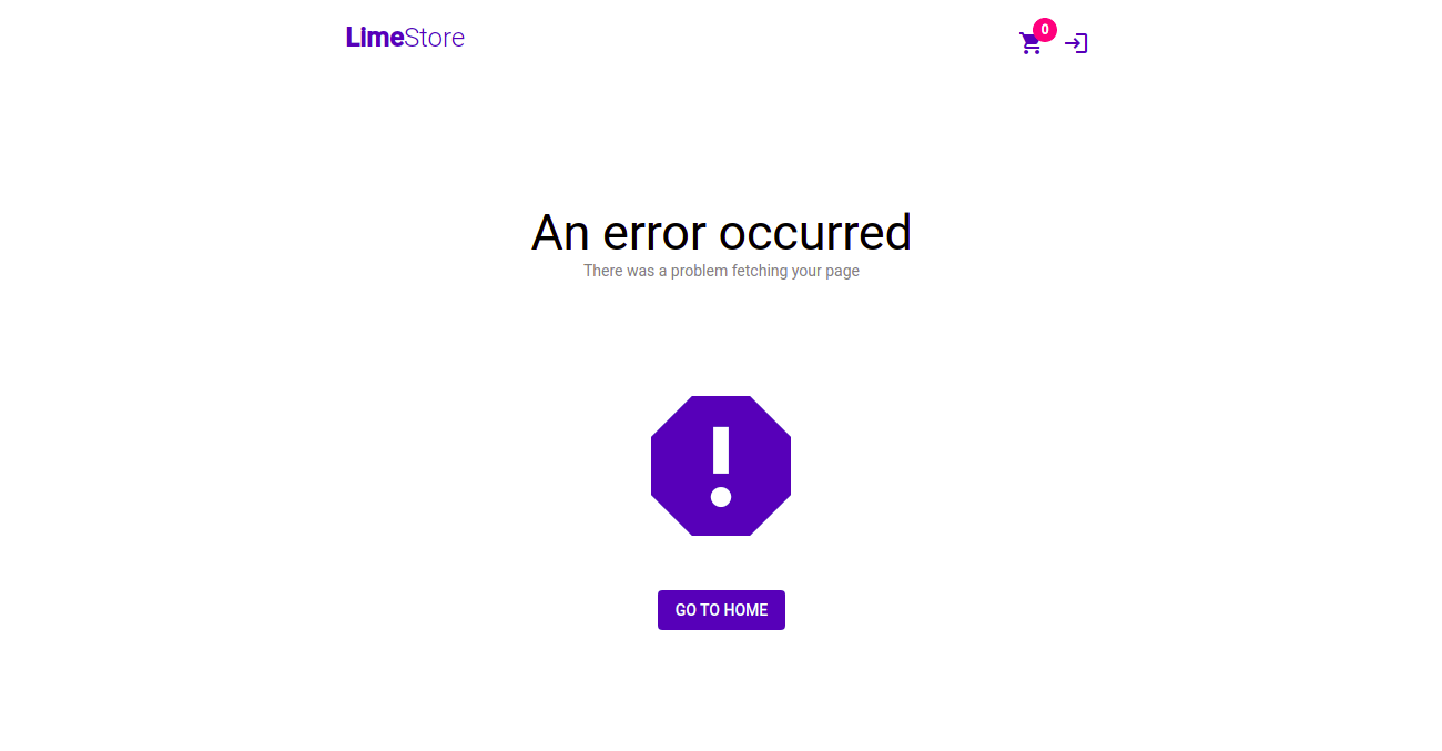 Screenshot of error page