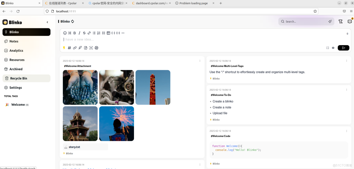 完整教程：告別筆記侷限！Blinko+cpolar讓AI筆記隨時隨地可用_Docker_05
