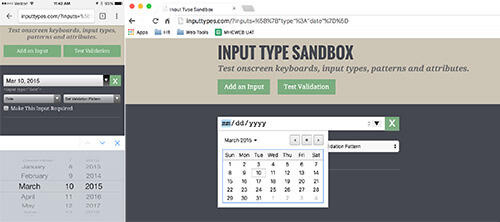 Native date-pickers shown when using the date input type in Chrome for iOS and Mac