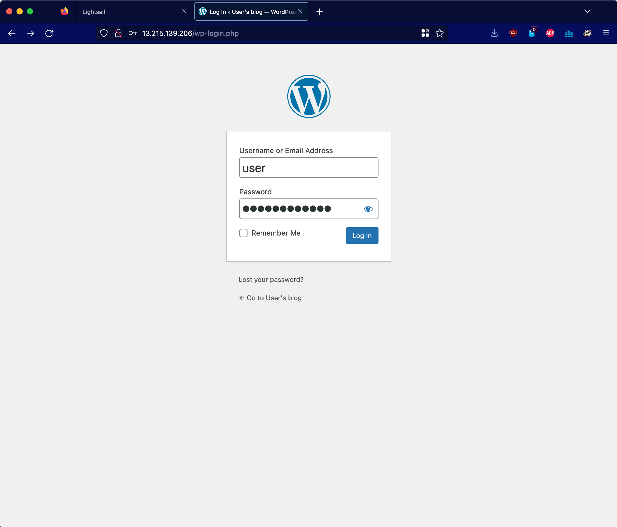 Logging into the wp-admin