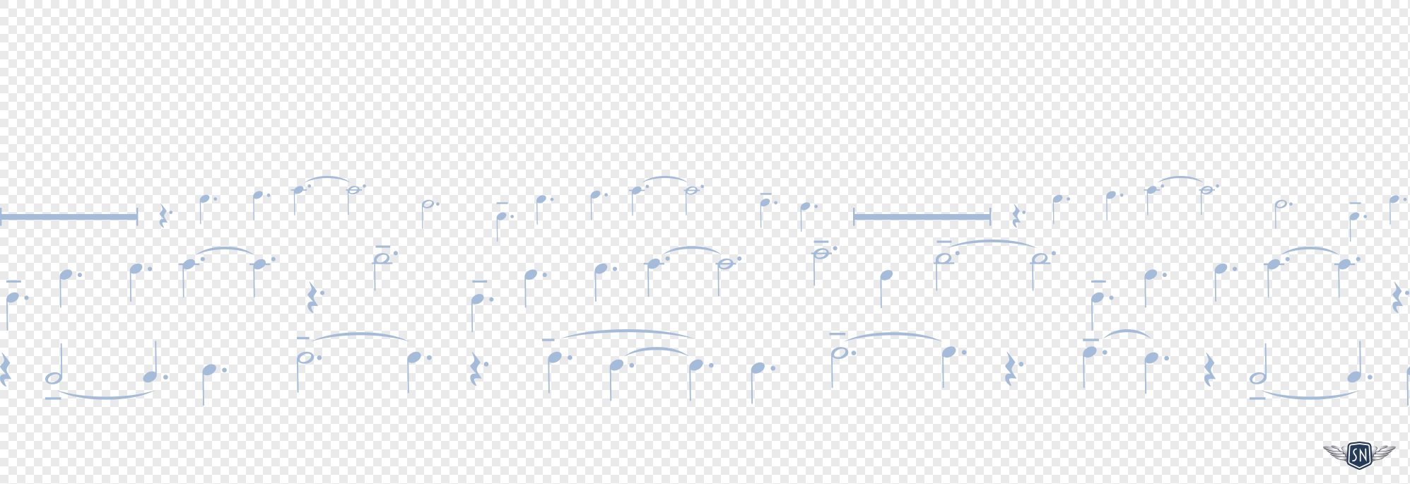 Three rows of musical notes